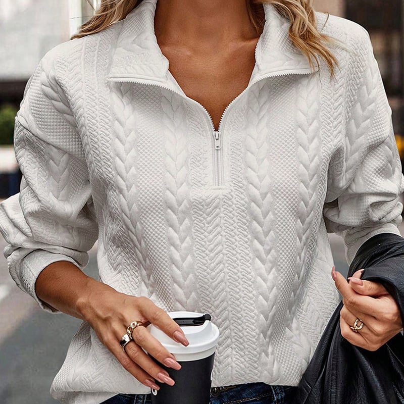 Half Cardigan Zipper Lapel Pullover Sweater