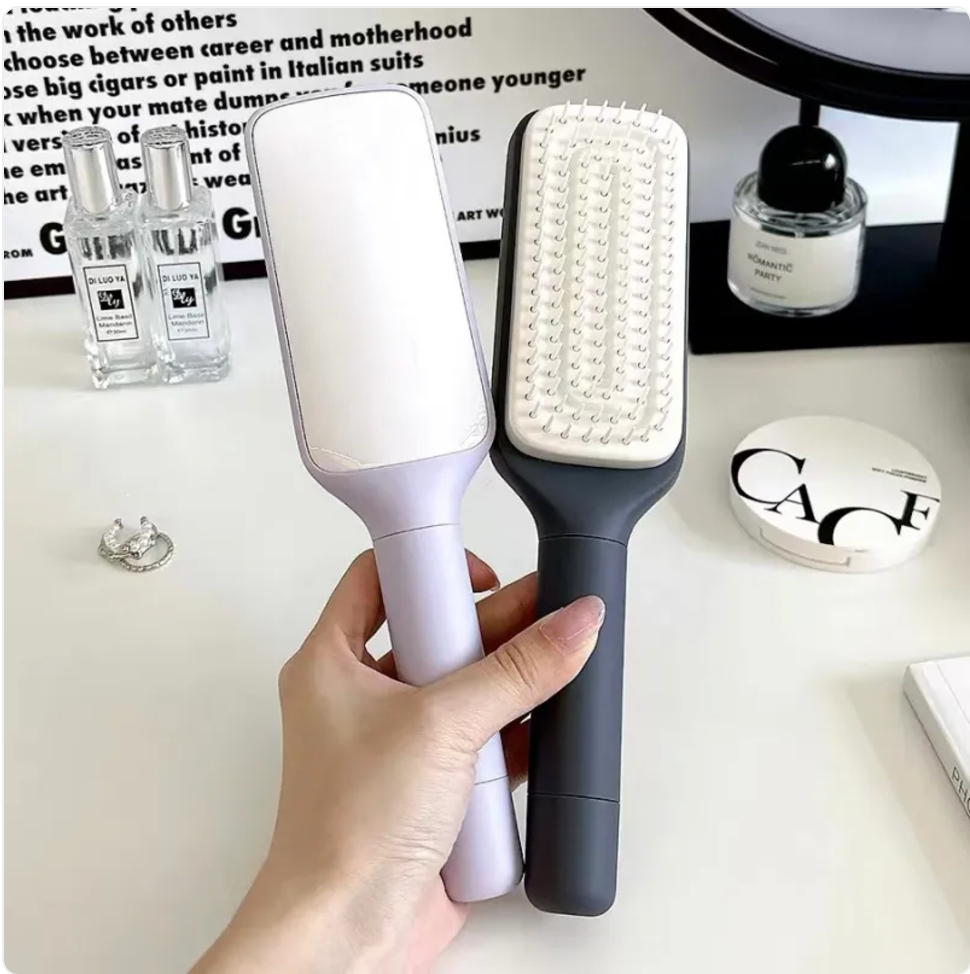 4-in-1 Self-Cleaning Anti-Static Hair Brush with Massage and Lifting Function