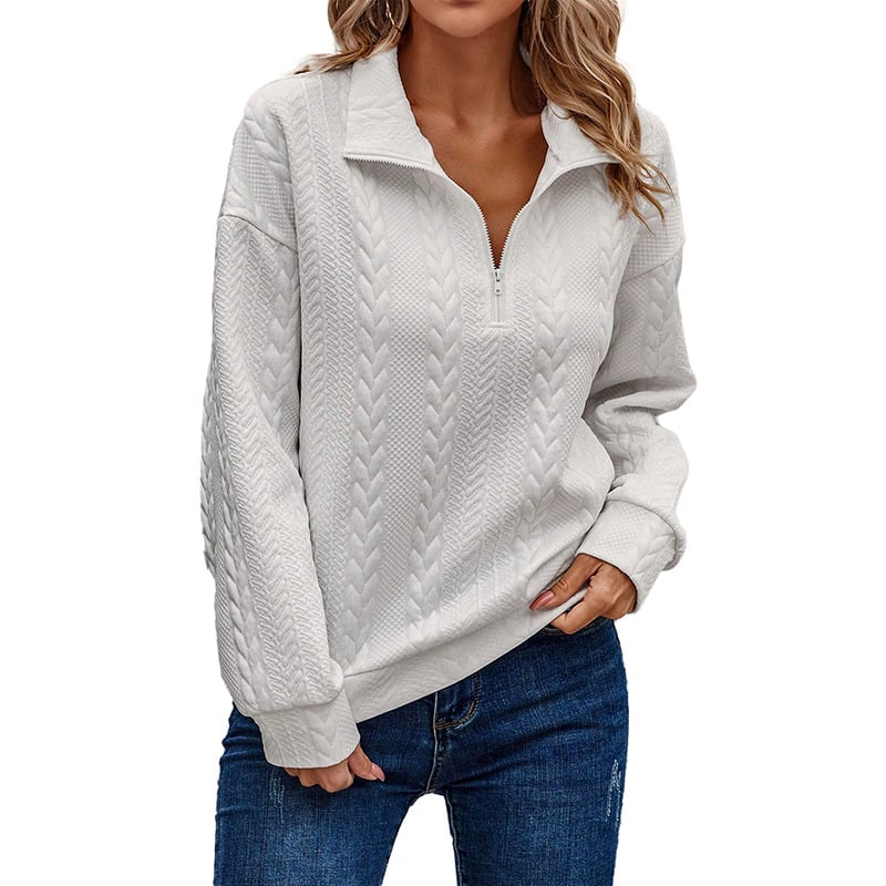 Half Cardigan Zipper Lapel Pullover Sweater